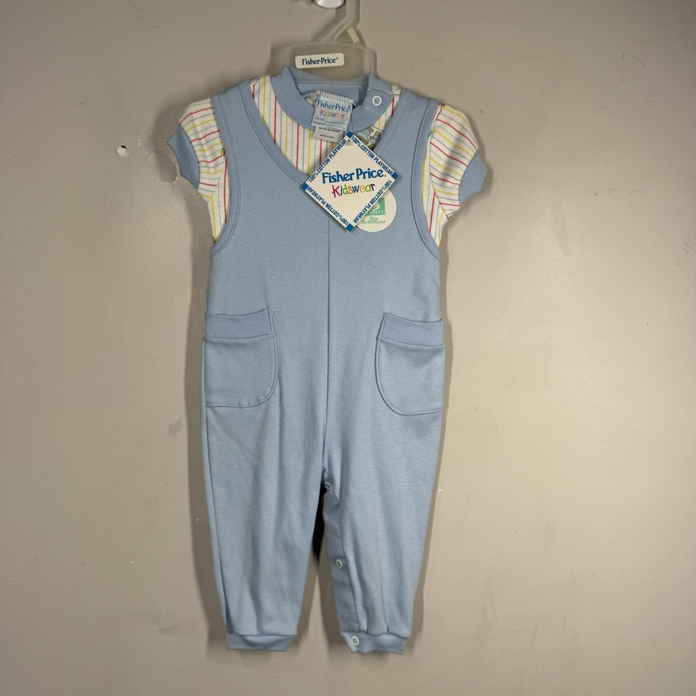 Vintage Fisher Price Kidswear Y2K Romper 2 Piece Outfit Set Sports Bears NWT 12M